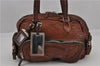 Authentic PRADA Vintage Leather Nappa Shoulder Hand Bag Purse Brown 0288G