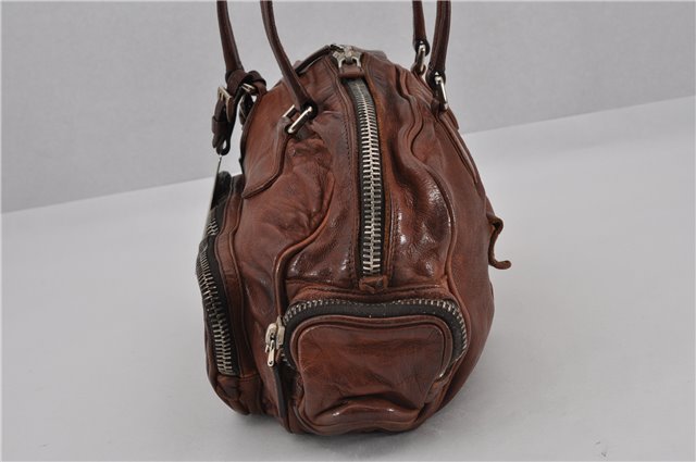 Authentic PRADA Vintage Leather Nappa Shoulder Hand Bag Purse Brown 0288G