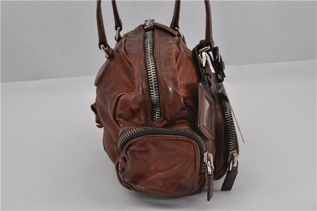 Authentic PRADA Vintage Leather Nappa Shoulder Hand Bag Purse Brown 0288G