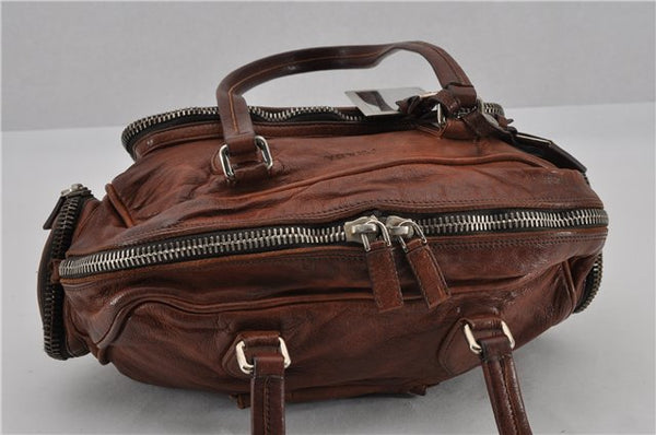 Authentic PRADA Vintage Leather Nappa Shoulder Hand Bag Purse Brown 0288G