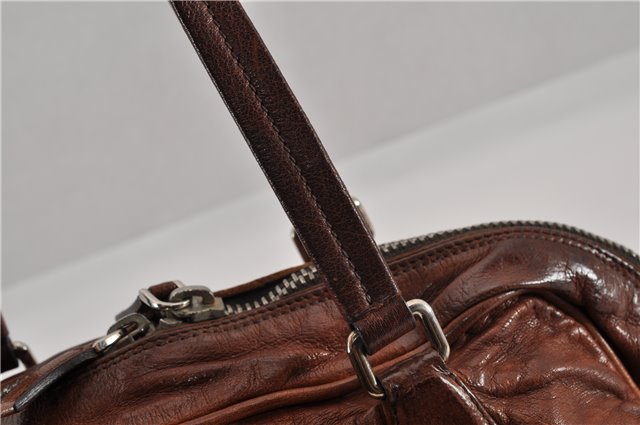 Authentic PRADA Vintage Leather Nappa Shoulder Hand Bag Purse Brown 0288G