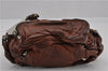 Authentic PRADA Vintage Leather Nappa Shoulder Hand Bag Purse Brown 0288G