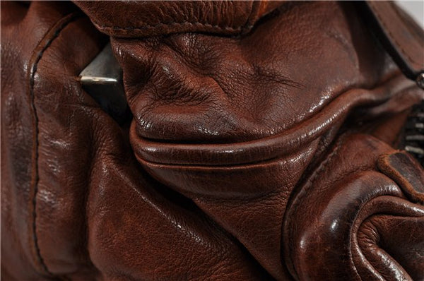 Authentic PRADA Vintage Leather Nappa Shoulder Hand Bag Purse Brown 0288G