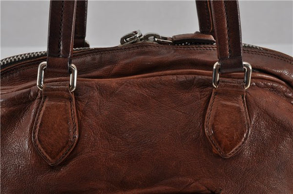 Authentic PRADA Vintage Leather Nappa Shoulder Hand Bag Purse Brown 0288G