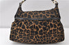 Authentic FENDI Chef Bag Shoulder Hand Bag Leopard Canvas Leather Brown 0290G