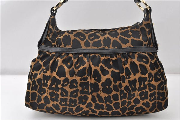 Authentic FENDI Chef Bag Shoulder Hand Bag Leopard Canvas Leather Brown 0290G