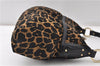 Authentic FENDI Chef Bag Shoulder Hand Bag Leopard Canvas Leather Brown 0290G