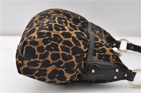 Authentic FENDI Chef Bag Shoulder Hand Bag Leopard Canvas Leather Brown 0290G