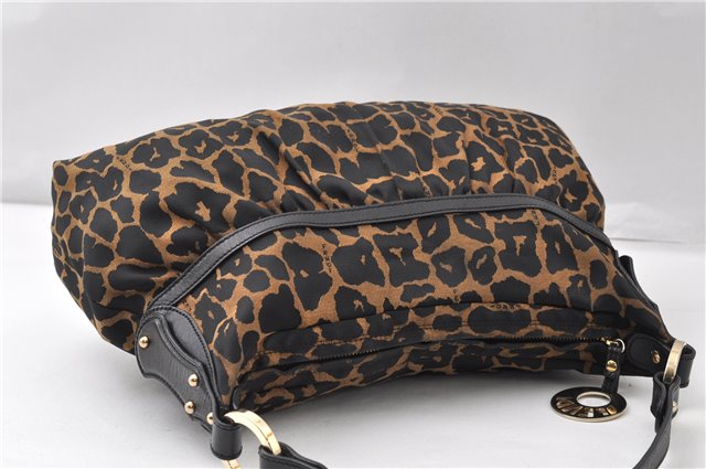 Authentic FENDI Chef Bag Shoulder Hand Bag Leopard Canvas Leather Brown 0290G
