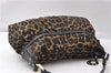 Authentic FENDI Chef Bag Shoulder Hand Bag Leopard Canvas Leather Brown 0290G