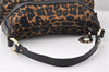 Authentic FENDI Chef Bag Shoulder Hand Bag Leopard Canvas Leather Brown 0290G