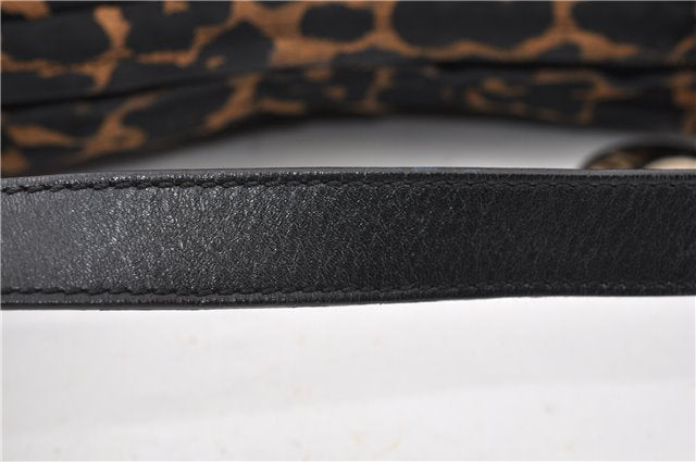 Authentic FENDI Chef Bag Shoulder Hand Bag Leopard Canvas Leather Brown 0290G