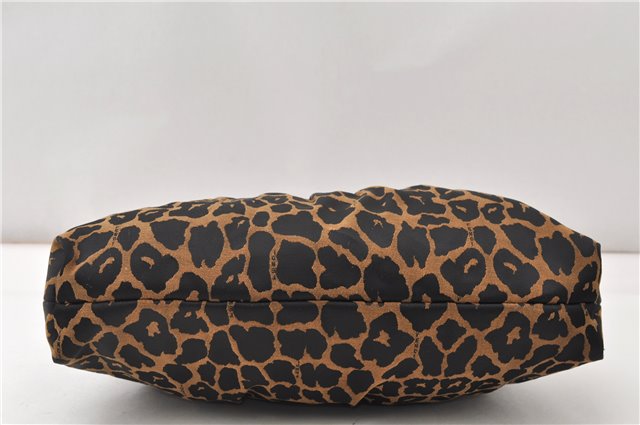 Authentic FENDI Chef Bag Shoulder Hand Bag Leopard Canvas Leather Brown 0290G