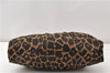 Authentic FENDI Chef Bag Shoulder Hand Bag Leopard Canvas Leather Brown 0290G
