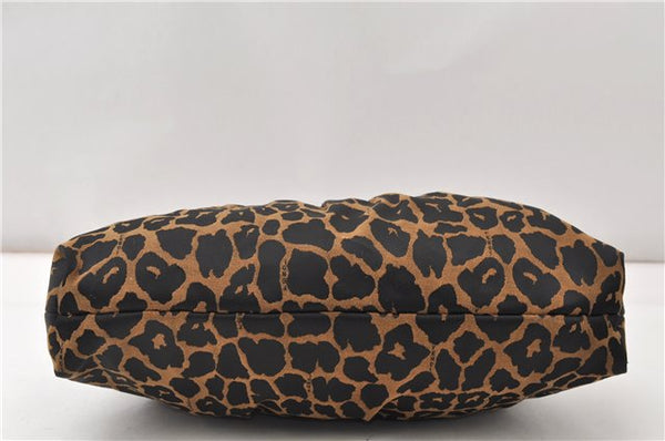 Authentic FENDI Chef Bag Shoulder Hand Bag Leopard Canvas Leather Brown 0290G