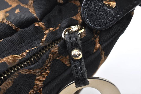 Authentic FENDI Chef Bag Shoulder Hand Bag Leopard Canvas Leather Brown 0290G