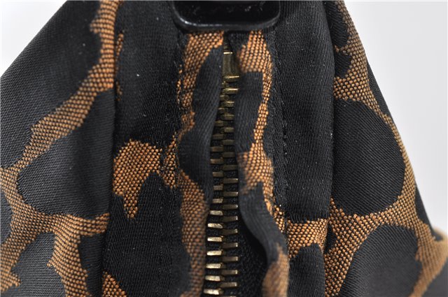 Authentic FENDI Chef Bag Shoulder Hand Bag Leopard Canvas Leather Brown 0290G