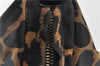 Authentic FENDI Chef Bag Shoulder Hand Bag Leopard Canvas Leather Brown 0290G