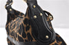 Authentic FENDI Chef Bag Shoulder Hand Bag Leopard Canvas Leather Brown 0290G