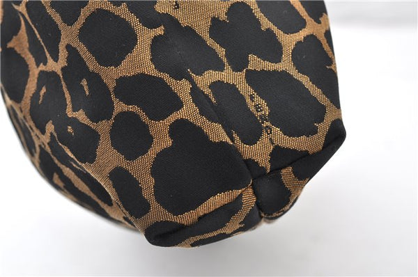 Authentic FENDI Chef Bag Shoulder Hand Bag Leopard Canvas Leather Brown 0290G
