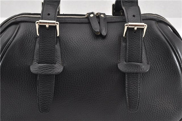 Authentic BURBERRY Vintage Leather Shoulder Hand Tote Bag Purse Black 0291G