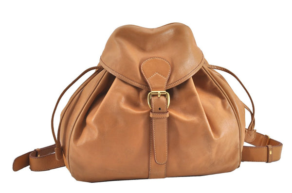 Authentic GUCCI Vintage Backpack Purse Leather Brown 0292G