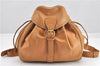 Authentic GUCCI Vintage Backpack Purse Leather Brown 0292G