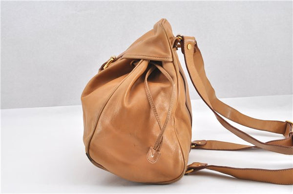 Authentic GUCCI Vintage Backpack Purse Leather Brown 0292G