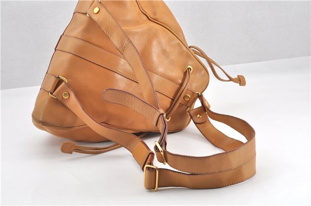 Authentic GUCCI Vintage Backpack Purse Leather Brown 0292G