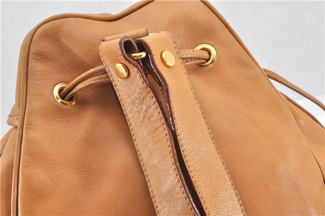 Authentic GUCCI Vintage Backpack Purse Leather Brown 0292G