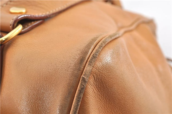 Authentic GUCCI Vintage Backpack Purse Leather Brown 0292G