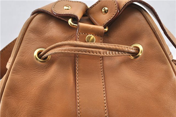 Authentic GUCCI Vintage Backpack Purse Leather Brown 0292G