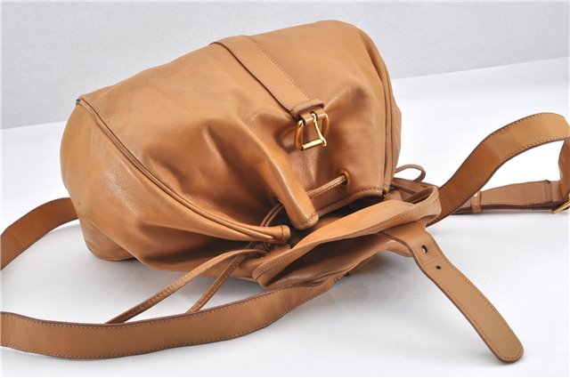 Authentic GUCCI Vintage Backpack Purse Leather Brown 0292G