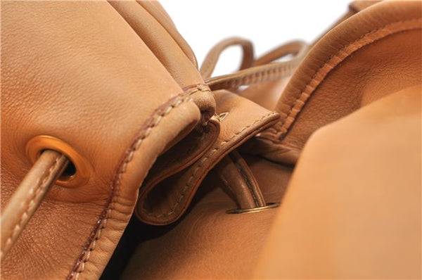 Authentic GUCCI Vintage Backpack Purse Leather Brown 0292G