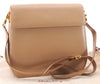 Authentic Salvatore Ferragamo Gancini Leather Shoulder Cross Bag Beige 0294F
