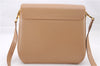 Authentic Salvatore Ferragamo Gancini Leather Shoulder Cross Bag Beige 0294F