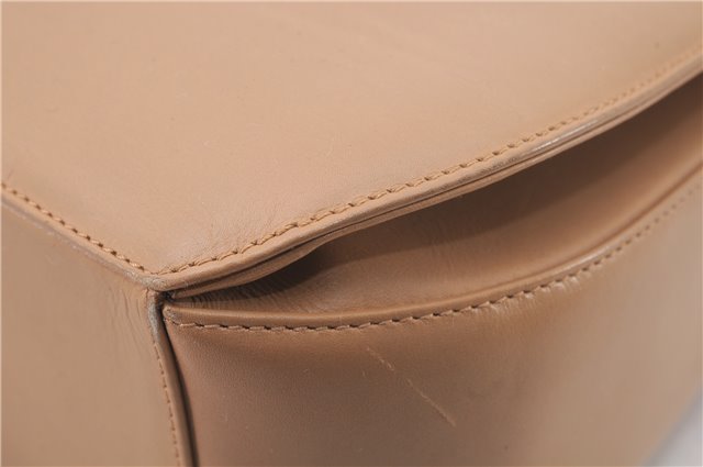 Authentic Salvatore Ferragamo Gancini Leather Shoulder Cross Bag Beige 0294F