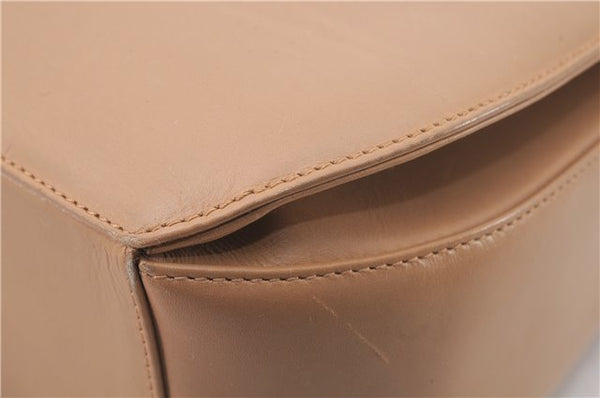 Authentic Salvatore Ferragamo Gancini Leather Shoulder Cross Bag Beige 0294F