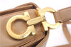 Authentic Salvatore Ferragamo Gancini Leather Shoulder Cross Bag Beige 0294F