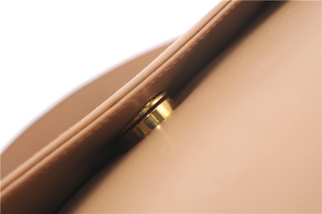 Authentic Salvatore Ferragamo Gancini Leather Shoulder Cross Bag Beige 0294F