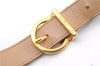 Authentic Salvatore Ferragamo Gancini Leather Shoulder Cross Bag Beige 0294F