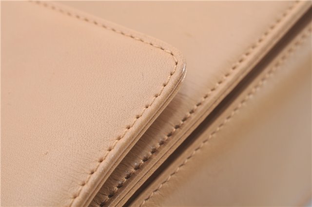 Authentic Salvatore Ferragamo Gancini Leather Shoulder Cross Bag Beige 0294F