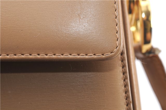 Authentic Salvatore Ferragamo Gancini Leather Shoulder Cross Bag Beige 0294F
