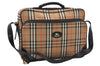 Authentic Burberrys Nova Check Canvas Leather Shoulder Boston Bag Beige 0294G