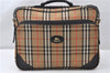 Authentic Burberrys Nova Check Canvas Leather Shoulder Boston Bag Beige 0294G