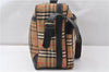 Authentic Burberrys Nova Check Canvas Leather Shoulder Boston Bag Beige 0294G