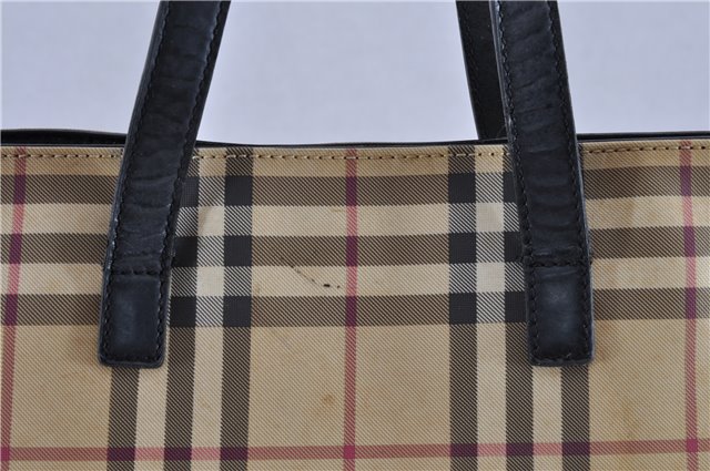 Authentic BURBERRY Vintage Nova Check Shoulder Tote Bag PVC Leather Beige 0299G