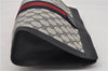 Authentic GUCCI Sherry Line Clutch Hand Bag GG PVC Leather Navy Blue Junk 0300G