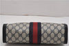Authentic GUCCI Sherry Line Clutch Hand Bag GG PVC Leather Navy Blue Junk 0300G