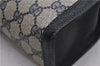 Authentic GUCCI Sherry Line Clutch Hand Bag GG PVC Leather Navy Blue Junk 0300G